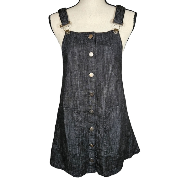 Harper Heritage 100%Cotton Overall Dress, Black Denim, Small - Picture 1 of 11